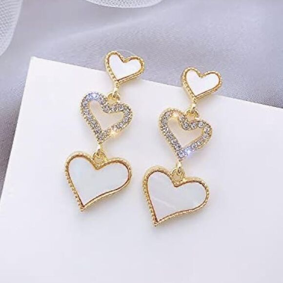 heart drop earrings H179 - Picture 2 of 5